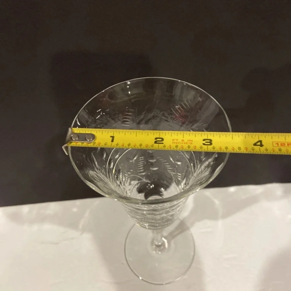 Vintage 1930s-40s Libbey Rock Sharpe Water Wine Glasses Goblets Tulip Shaped (3)